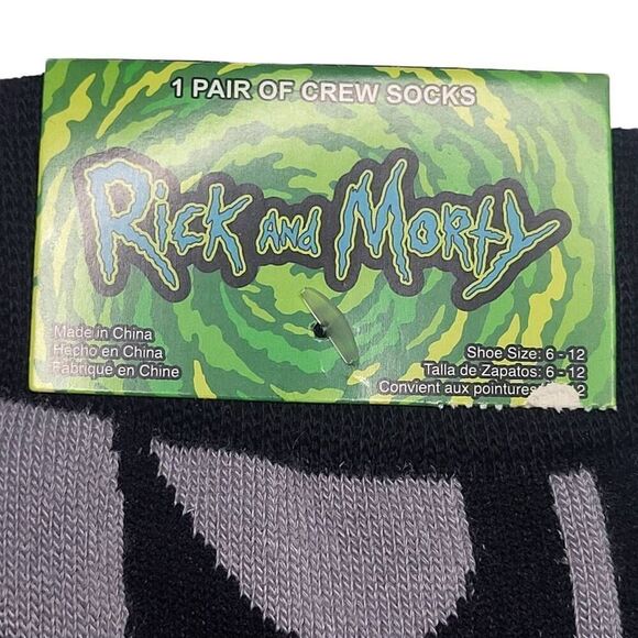 Ricky and Morty Socks Adult Unisex Size 6-12 Pickle Rick 3 Pair Crew Socks NEW - Picture 3 of 4